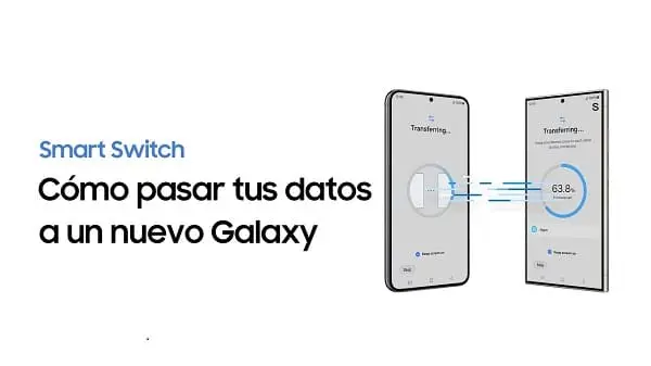 Una imagen expresiva de la transferencia de datos de un teléfono a otro mediante Smart Switch